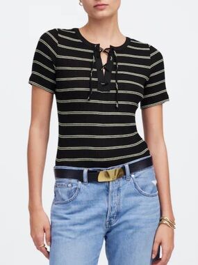 NWT Madewell striped lace-up tee